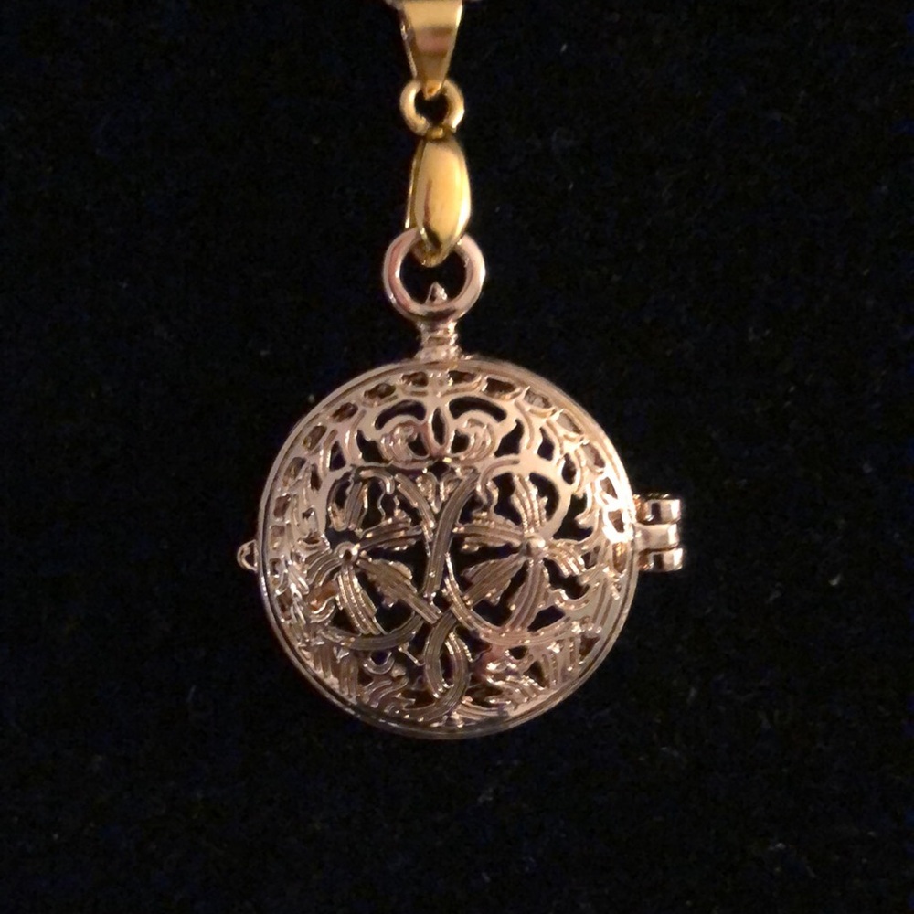 Vintage Gold and Black Cameo Locket Pendant - Picture 2 of 8